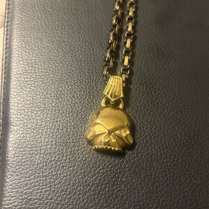 Gold Skull Pendant Necklace